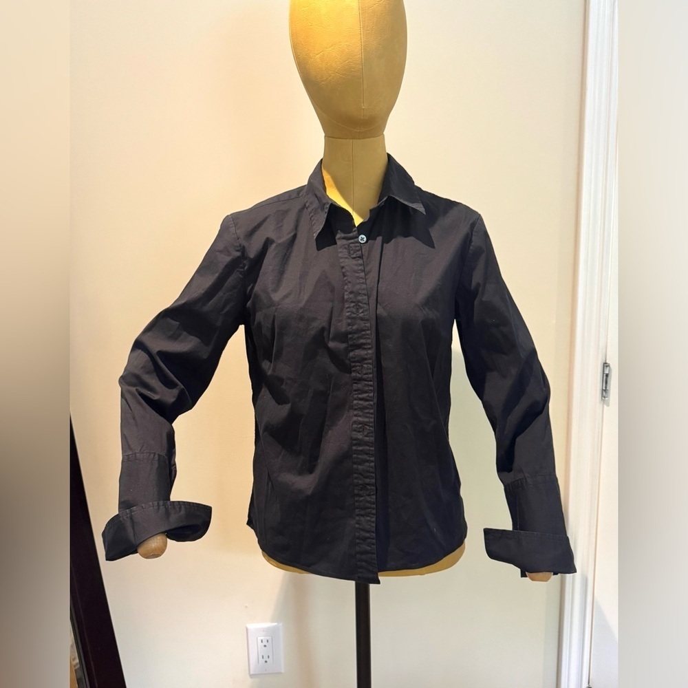 CLUB MONACO 98% Cotton Black Button Down Long Sleeve Shirt (L)